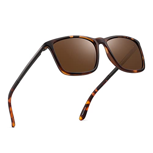 JIM HALO Gafas de Sol Polarizadas. Cómodas y Resistentes. Máxima Protección UV400. Para Hombre y Mujer. [Montura Carey - Lentes Marrones]