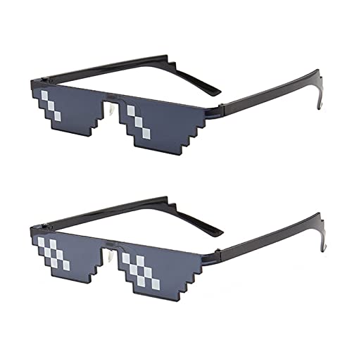 Mosaico Gafas, Gafas De Mosaico, Gafas De Fiesta Pixeladas, Gafas De Sol De Pixelado, Fiesta Gafas De Mosaico, Gafas De Sol Pixel, Gafas De Sol Con Decoración De Mosaico, 2 Pares (Negro)