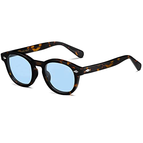 SHEEN KELLY TR90 JAY DEPP MO SCOT Gafas de sol polarizadas Tony Sark a la moda para mujer Gafas de sol coloridas retro redondas Gafas de sol azules