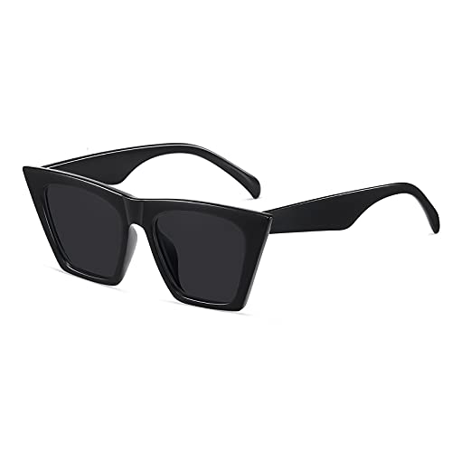 SHEEN KELLY Gafas de sol polarizadas con parte superior plana para hombres, mujeres, diseñador retro, cuadradas, estilo sucinto, gafas de sol con lentes transparentes, UV400