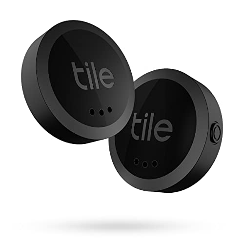 Tile Sticker (2022) buscador de objetos Bluetooth, Pack de 2, Radio búsqueda 45m, compatible con Alexa, Google Smart Home, iOS, Android, Busca llaves, mandos a distancia y más, Negro
