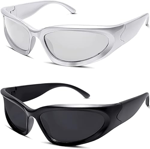 Perfectmiaoxuan Gafas de sol envolventes polarizadas para hombre y mujer Wrap Around Y2K sunglasses ovaladas futuristas Pesca Conducción Gafas de sol polarizadas