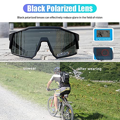 KAPVOE Gafas de Ciclismo Polarizadas con 4 Lentes Intercambiables TR90 Gafas de Sol Deportivas Mujeres Hombres Running MTB Bicicleta Accesorios 01